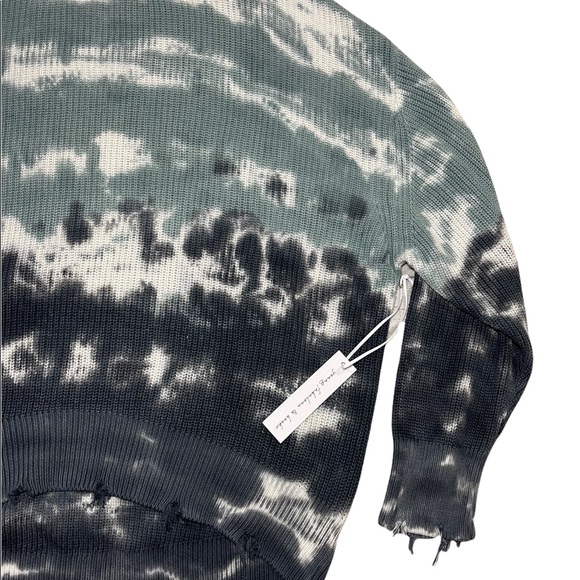 Young Fabulous & Broke Sweater Cameron Oversized Distressed Tie Dye Blue Tunic - Picture 12 of 16